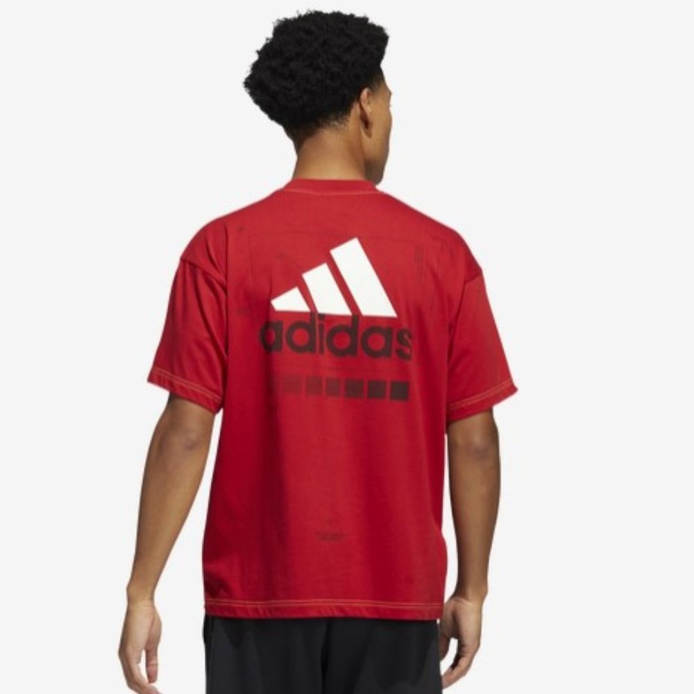 Adidas Men's Red Logo Graphic Tee